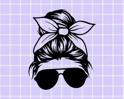 Free Messy Bun With Glasses Svg Dxf Eps Png File My Xxx Hot Girl