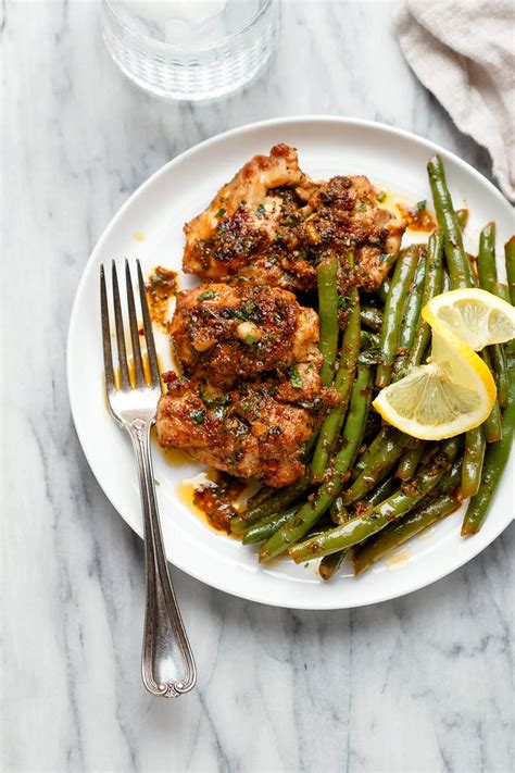 Lemon Garlic Butter Chicken Thighs And Green Beans Skillet Nutrition Line