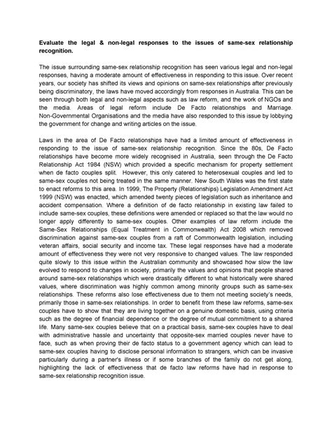 Recognition Of Same Sex Relationships Essay Evaluate The Legal