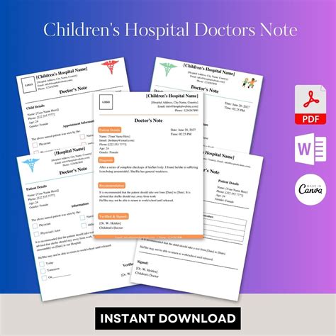 Childrens Hospital Doctors Note Template Printable In Pdf And Word
