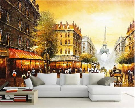 Beibehang Custom Large Wallpaper 3d Mural Eiffel Tower Golden Paris