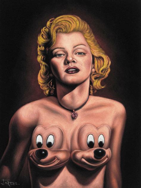 Ron English Oil Reproduction Marilyn Monroe Nude Mickey Mouse Velvet