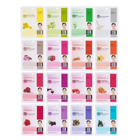 Buy Dermal Korea Collagen Essence Full Face Facial Mask Sheet 16 Combo