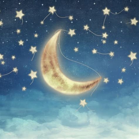 Aofoto 8x8ft Fantasy Crescent Moon Night Stars Background