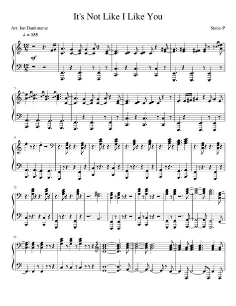 It S Not Like I Like You Piano Part Sheet Music For Piano Download