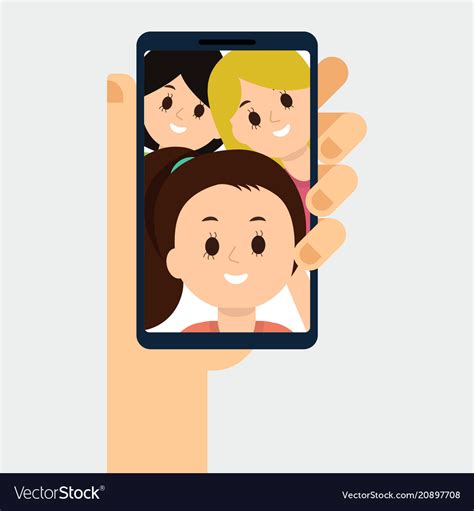 Flat Of Video Call With Friends Royalty Free Vector Image