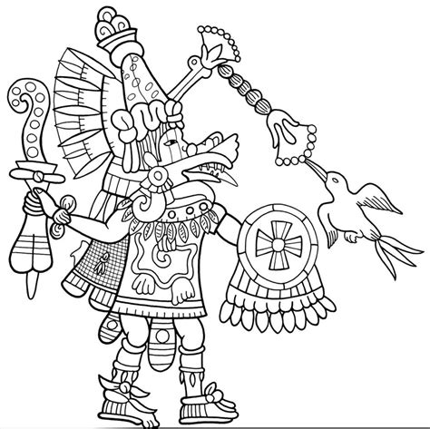 Mitología azteca Dioses y diosas Páginas para colorear