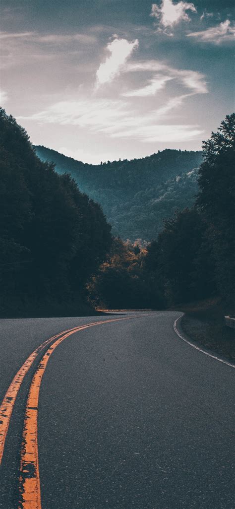Highway Road Nature Tree Mountains Wallpaper Iphone Wallpaper