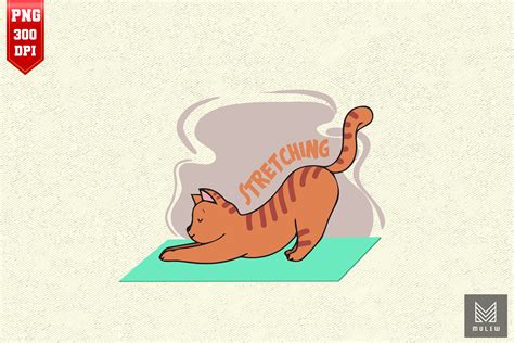 Funny Cat Stretching Yoga Pose By Mulew Art Thehungryjpeg