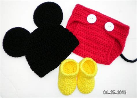 Custom Crochet Mickey Mouse Ears Hat Beanie Diaper Cover And Etsy