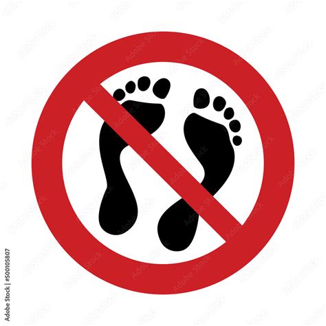 No Barefoot Sign Vector Illustration Of Red Crossed Out Circle Sign With Naked Feet Icon Inside