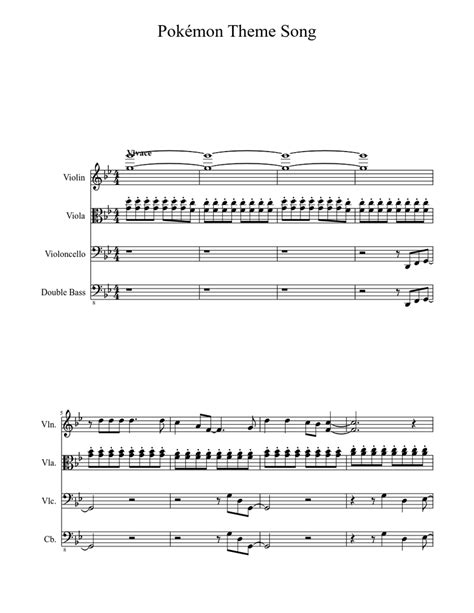 Pokémon Theme Song Sheet Music For Violin Viola String Duet