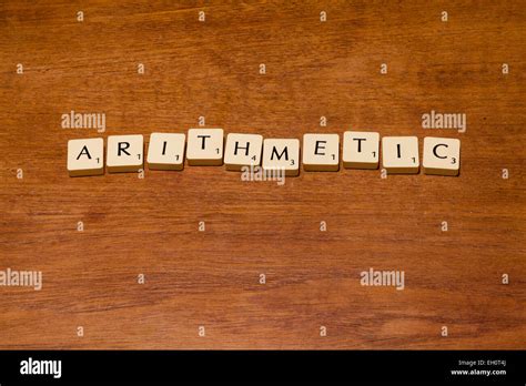 Game Letter Tiles Spelling Out Arithmetic Stock Photo Alamy