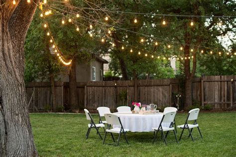 Backyard Anniversary Dinner Party Backyard Lighting Outdoor Party