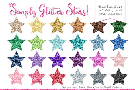 Rainbow Glitter Stars Clipart By Amanda Ilkov Thehungryjpeg