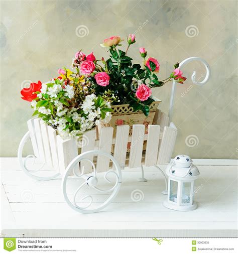 Wheelbarrow Full Of Flowers Royalty Free Stock Photo