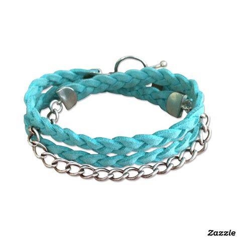 Turqouise Leather Sterling Silver Bracelet Zazzle Sterling Silver