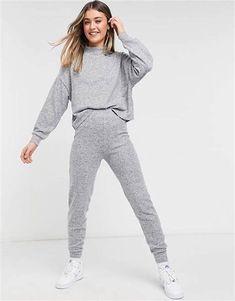 New Look Knitted Sweatpants Set In Gray Asos