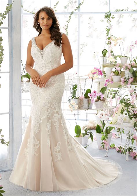 Check out our plus size wedding dress selection for the very best in unique or custom, handmade pieces from our dresses shops. Diamanté and Pearl Beaded Edging on Net Morilee Bridal ...