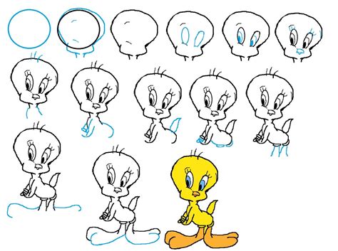 how to draw simple how to draw tweety bird face and body easy free step by step drawing