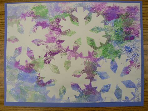 Mrs Ts First Grade Class Snowflake Art