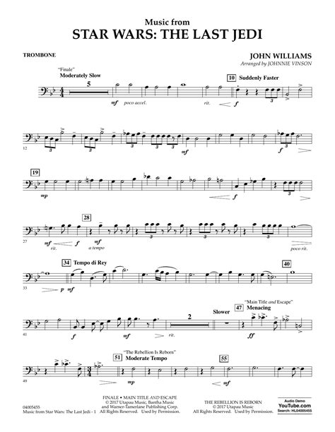 Star Wars Main Theme Trombone From Star Wars Sheet Music Trombone
