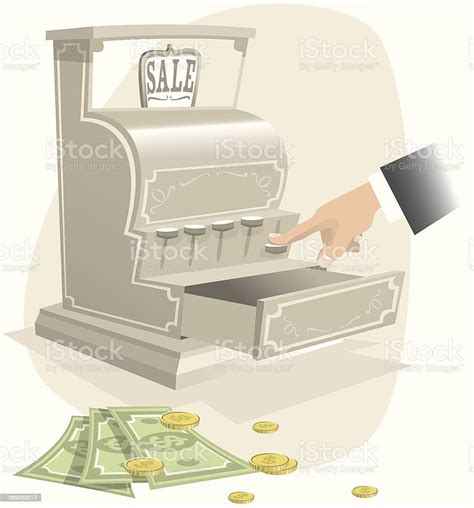 Open Antique Cash Register With Money Stock Illustration Download