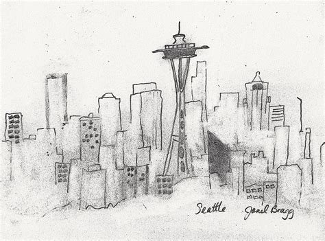 Seattle Sketch Drawing By Janel Bragg Fine Art America
