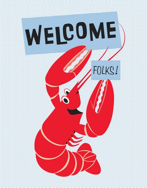 Welcome Folks Lobster Print Fridgedoor