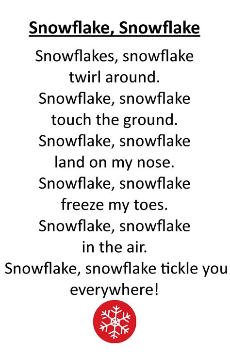 Itty Bitty Rhyme Snowflake Snowflake Winter Preschool Winter Theme
