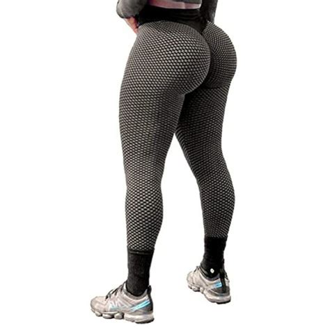 fittoo fittoo sexy women booty yoga pants high waisted honeycomb ruched butt lift textured