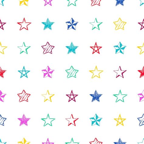 Premium Vector Seamless Background Of Doodle Stars Multicolor Hand