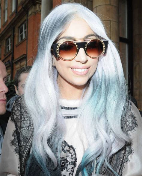 Pictures Celebrities With Gray Hair Lady Gaga Gray Hair With Blue
