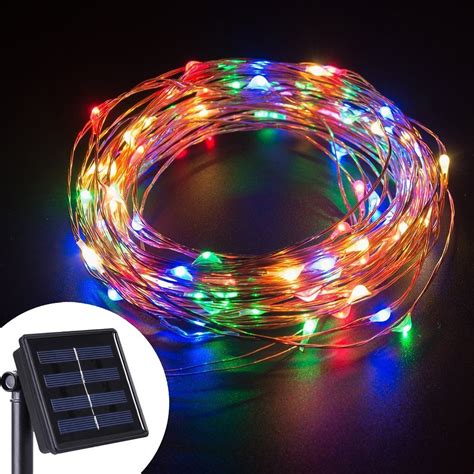 I also use the fairy lights to line a wall on the right side of our home and to line the garden of shrubs and roses that is just to the right of our front steps that lead to the front door. LED String Lights 10M 100 LEDs Solar Powered Copper Wire ...