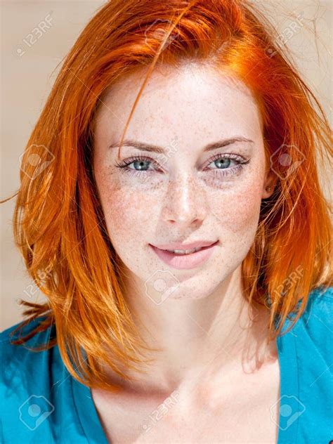 Lady Red Hair Freckles Blue Eyes