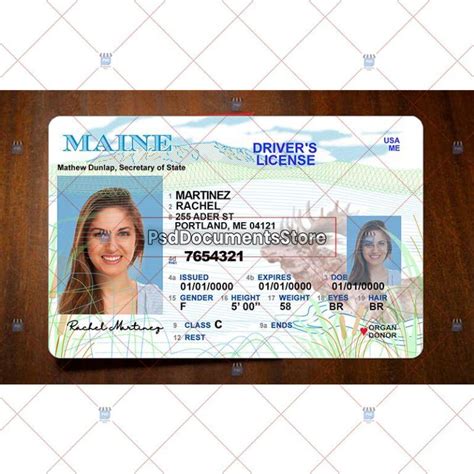 Maine Driver License Template Photoshop