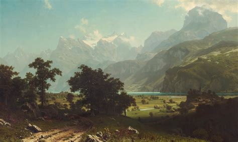 Lake Lucerne Albert Bierstadt Oil On Canvas 1858 Rart
