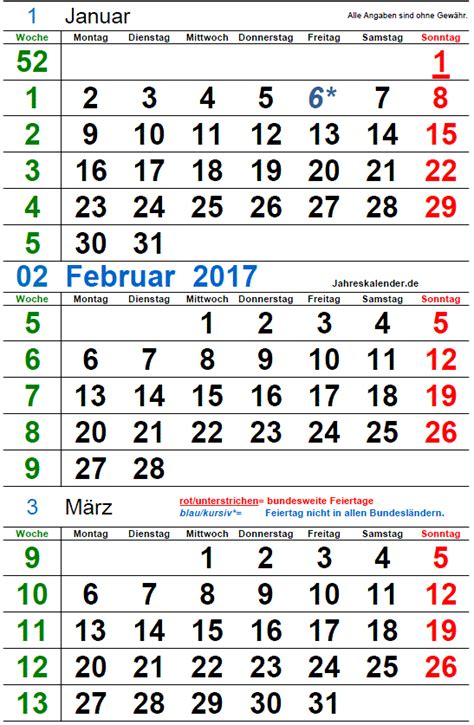 < dezember 2020 das ganze jahr 2021 februar 2021 >. Quartalskalender 2017 - Kostenlos herunterladen