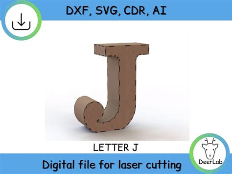Letra 3d J Proyecto Para Corte Láser Archivos Cnc Dxf Svg Ai Cdr