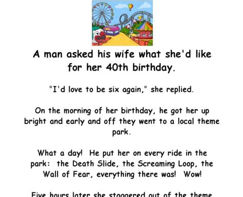 A Man Takes His Wife On A Birthday She’ll Never Forget Funny Marriage Jokes 40th Birthday