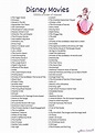 Free Disney Movies List of 500 Films on Printable Checklists in 2022 ...