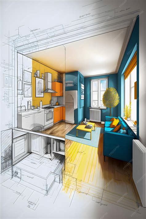 Croquis Et Plan Intérieur Lumineux Dun Nouvel Appartement Illustration