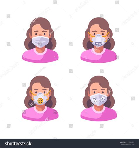 Woman Different Types Face Masks Medical Stock Vector Royalty Free 1733791532 Shutterstock