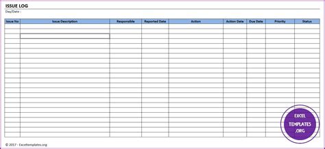 Issue Log Template