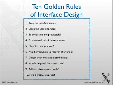 Ten Golden Rules Of Interface Design Golden Rule Interface Design