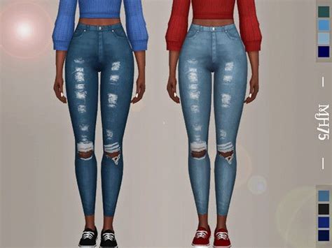 High Waist Skinny Ripped Jeans Found In Tsr Category Sims