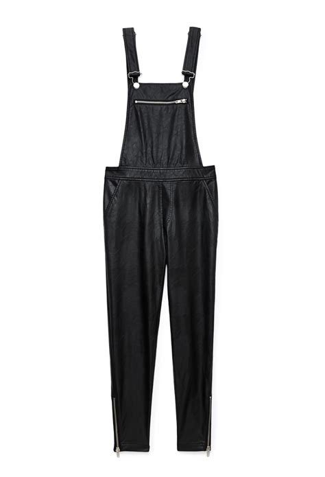 Lyst Forever 21 Standout Faux Leather Overalls In Black