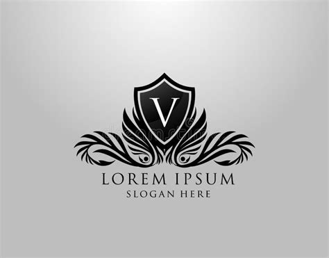 V Letter Logo Classic Initial V Royal Shield Design For Royalty