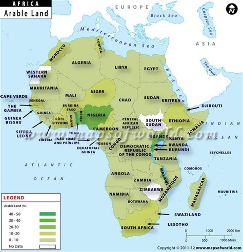Map Of African Countries By Arable Land