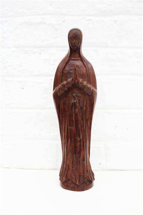 Vintage Folk Art Wooden Virgin Mary Figurine Virgin Mary Statue Wood